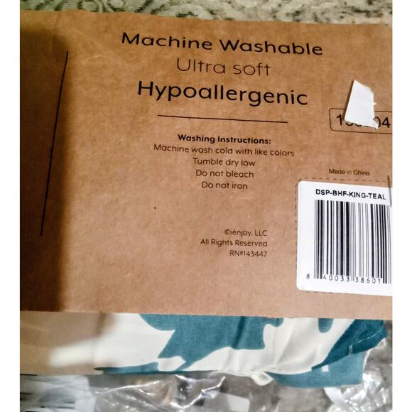 I Enjoy Reversible Patterned 3 Piece Duvet Cover Set King / Cal Teal - Picture 13 of 14